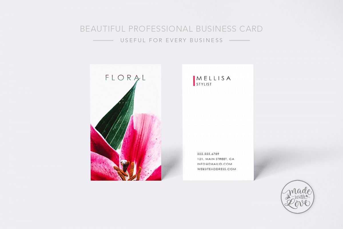 Beautiful Floral professional business card example image 1