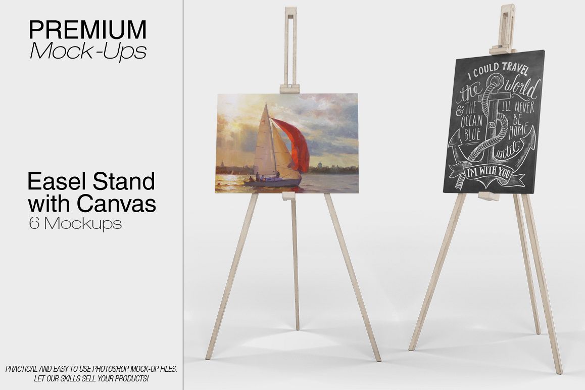 Easel Stand with Canvas (50808) Mock Ups Design Bundles