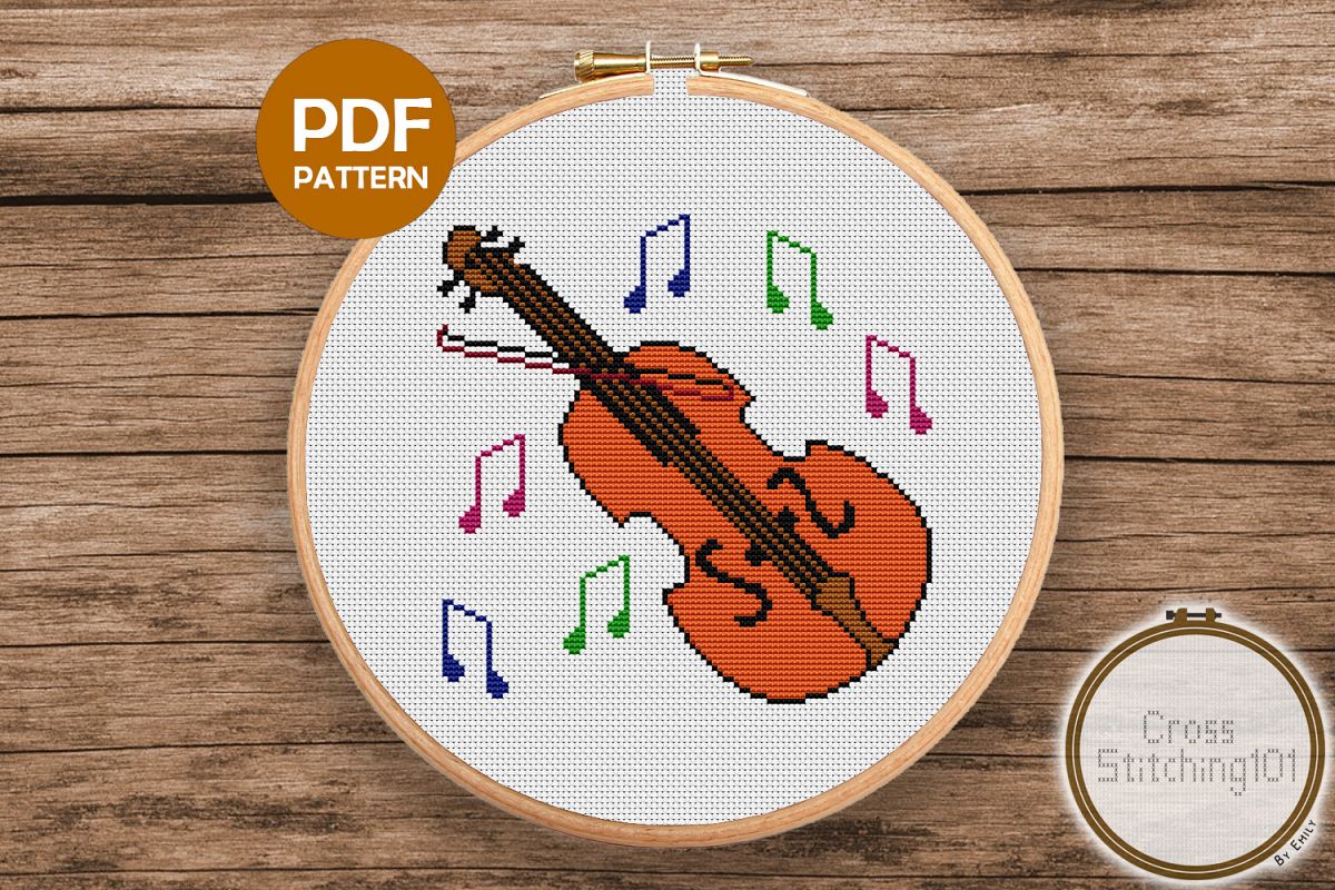 Violin Cross Stitch Pattern - Instant Download PDF example image 1