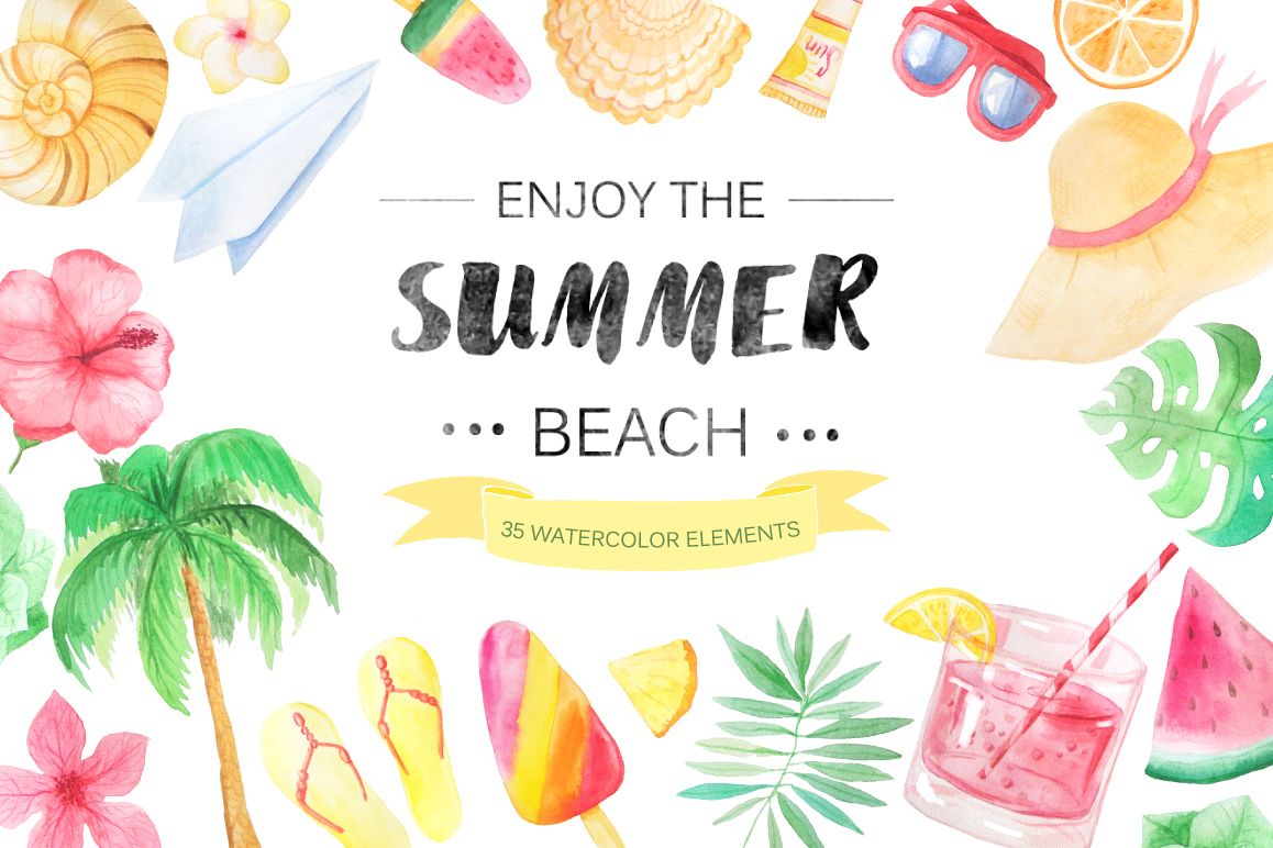 Watercolor Beach Set example image 1