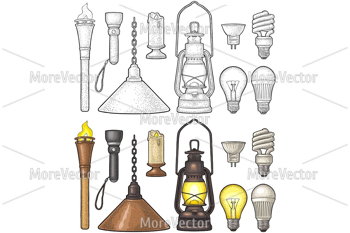 Set lighting object. engraving example image 1