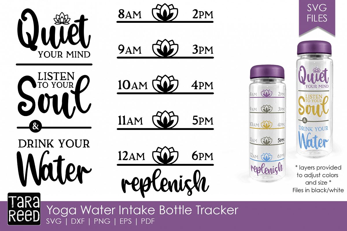 Yoga Water Bottle Tracker (123216) | Cut Files | Design ...