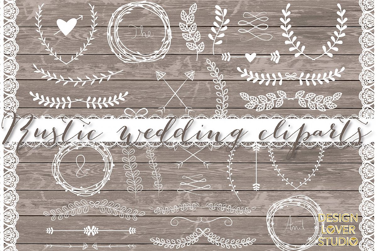 VECTOR Laurels, Flower, Wedding clipart example image 1