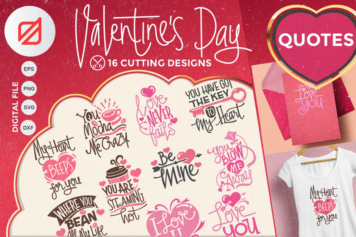 Valentine's Day Quotes Collection Cutting File example image 1