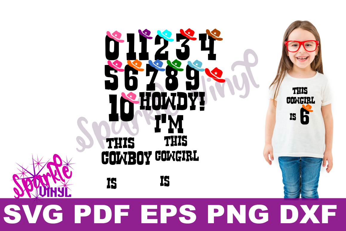 SVG Cowboy Cowgirl Birthday Party Age Numbers svg cut files for cricut or silhouette, Use Png files to create a printable, Western Numbers example image 1