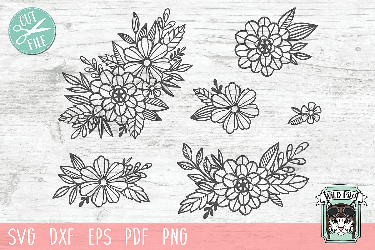 Flowers SVG file, Floral cut file, Flower Accent, Bundle example image 1