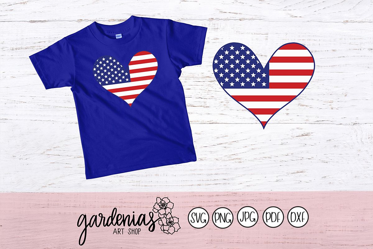 USA Flag Heart example image 1