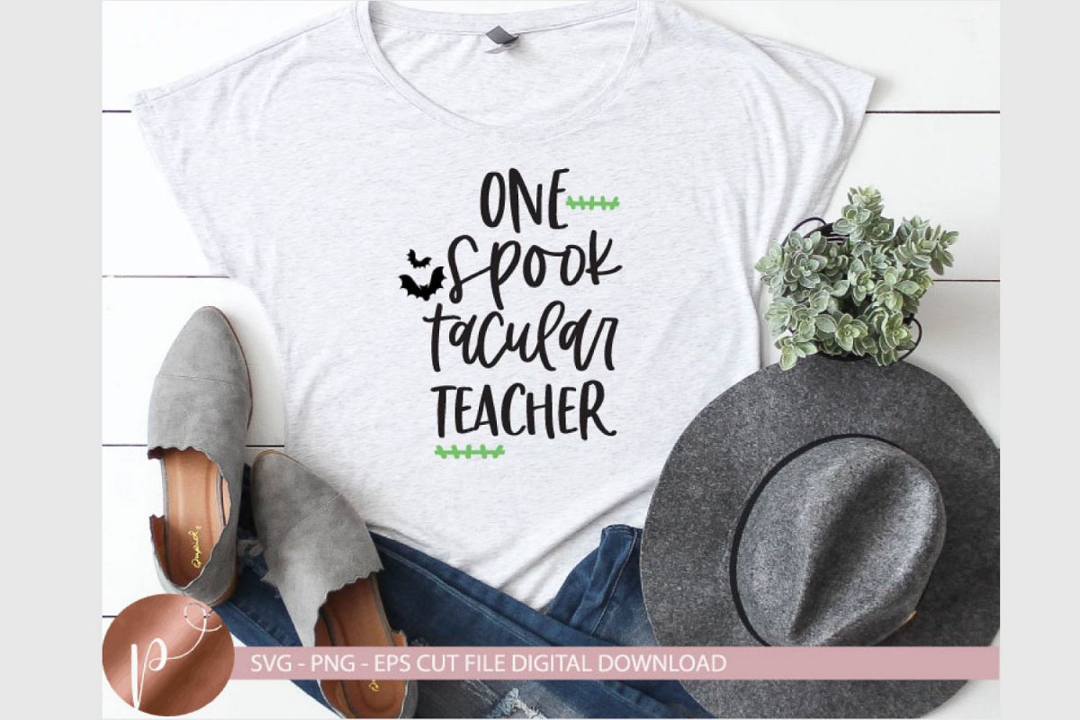 One Spooktacular Teacher Svg Eps Png, Halloween Teacher Svg example image 1