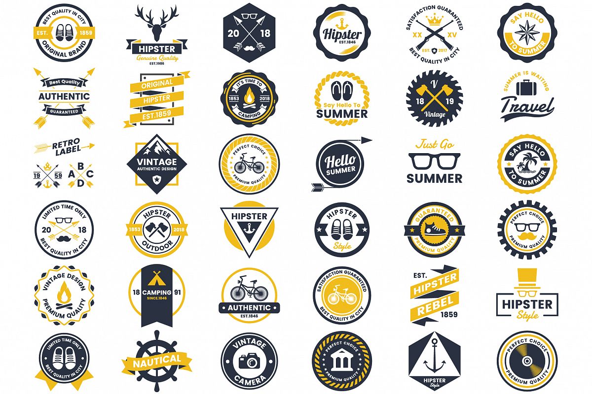 Vintage Badge & Objects Vector Set example image 1