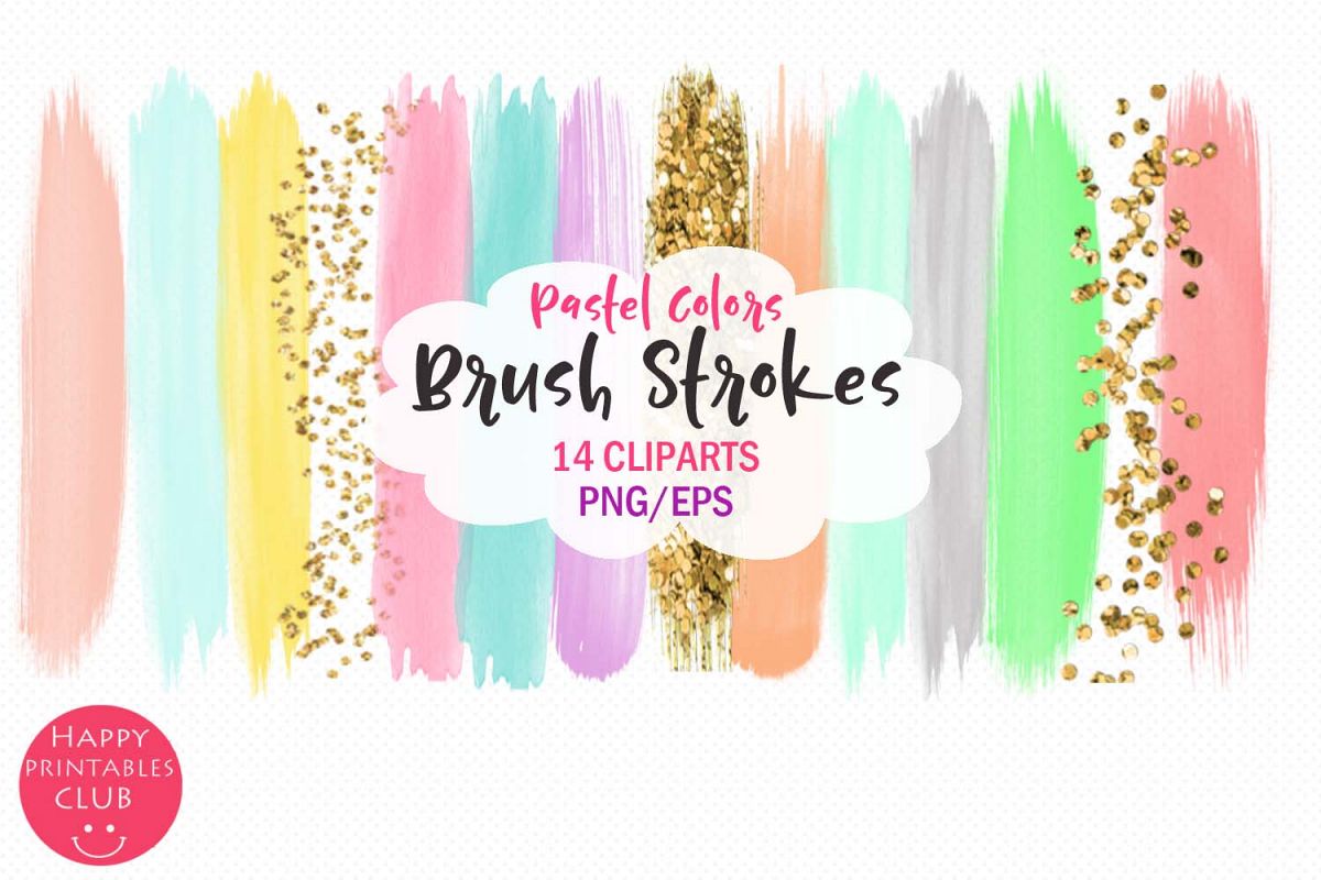 Pastel Colors Brush Strokes- Pastel Brush Strokes Clipart example image 1