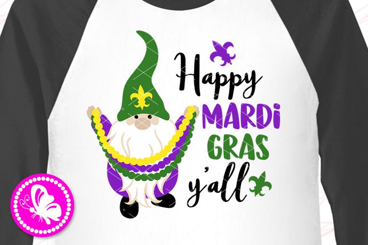 Mardi Gras Gnome with hat Beads Gnomies shirt Fleur de Lis example image 1