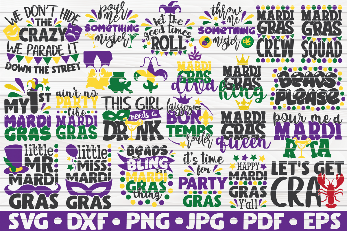 Mardi Gras Bundle| 23 funny sayings| SVG | cut file example image 1