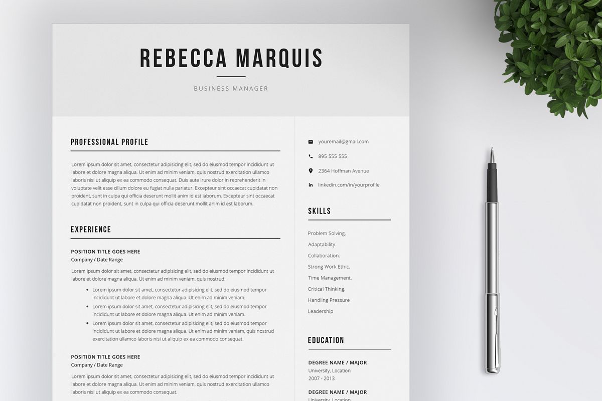 Resume Template and Cover Letter / 4 Pages example image 1