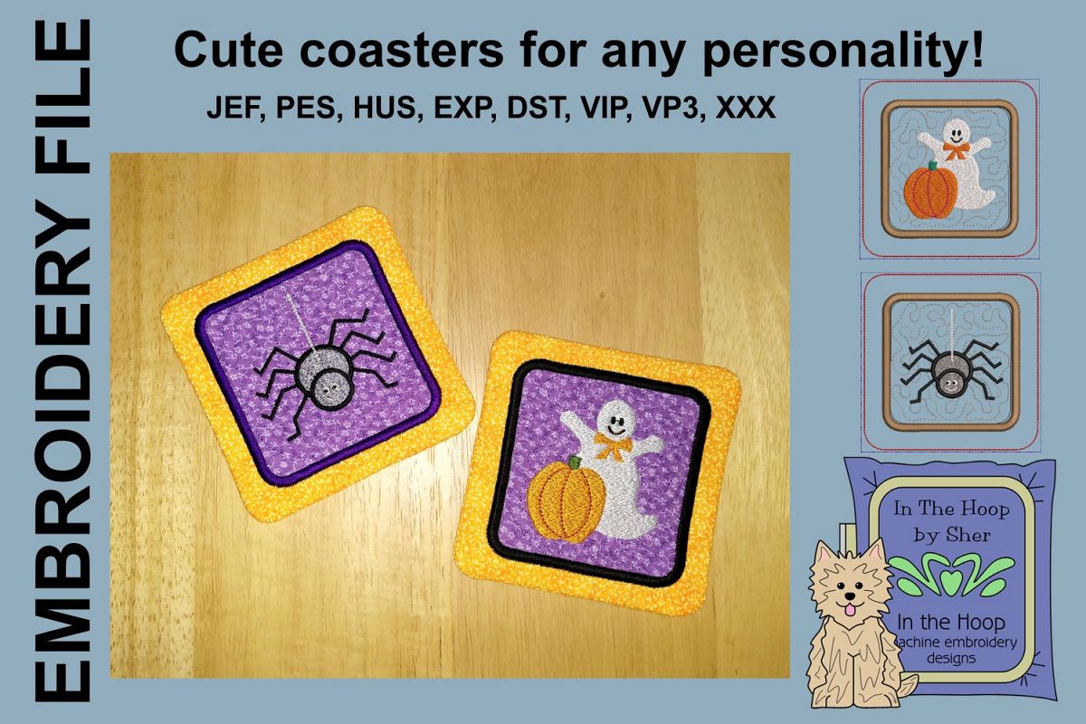 Spider & Ghost Coasters - 4 x 4 and 5 x 7 Hoops example image 1