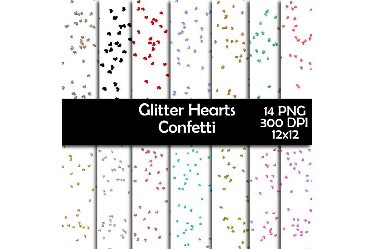 Glitter Heart Confetti Overlay Clipart example image 1