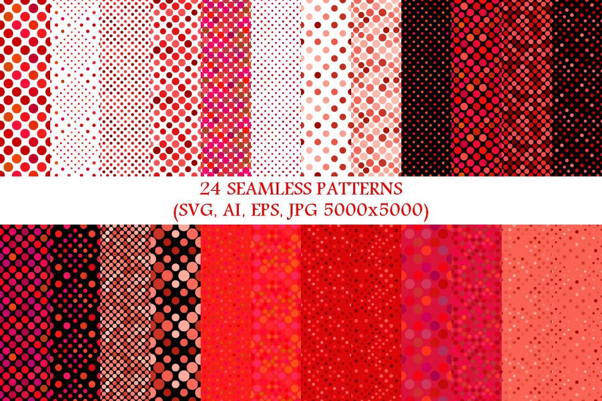 24 Seamless Red Dot Patterns example image 1