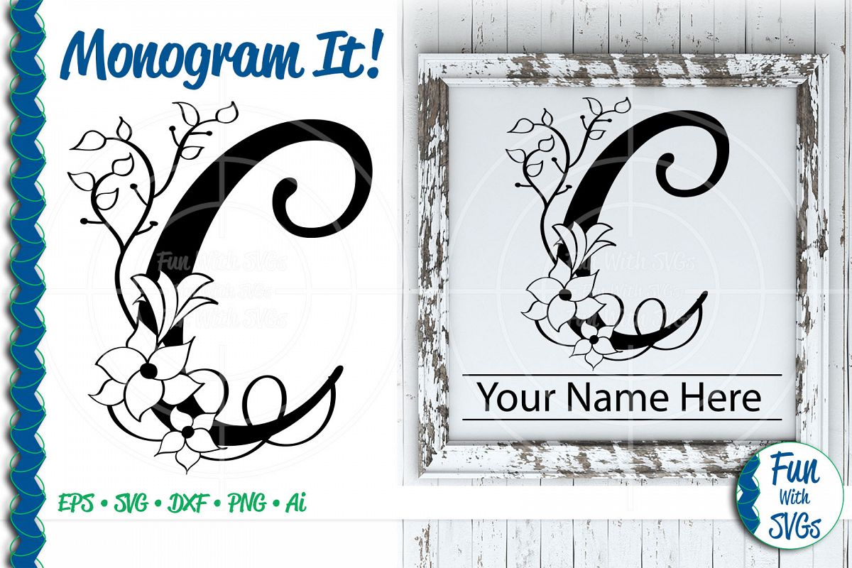 Download SVG Monogram Letter C, Vector, Cut File, Clip Art, FWS352