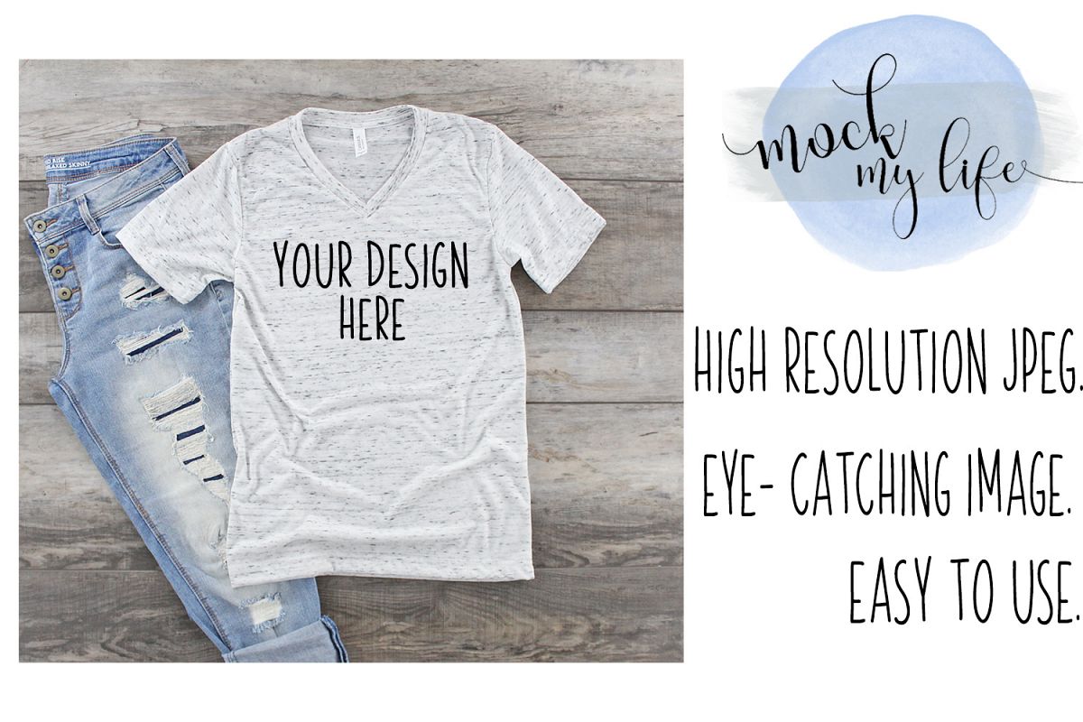 Bella Canvas Mockup / Plain Shirt Mock up / White Marble example image 1
