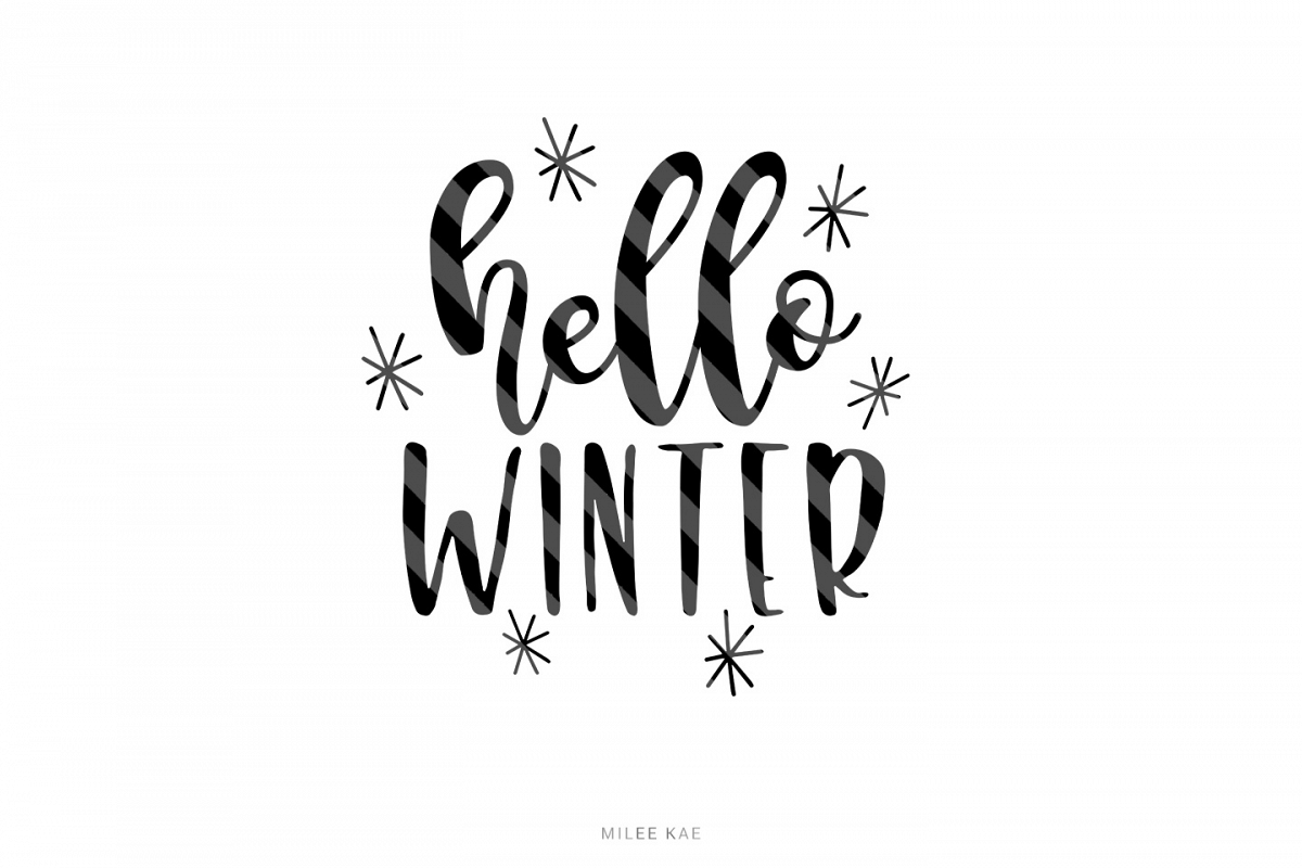 Hello Winter cutting file, SVG, PNG, EPS, DXF example image 1