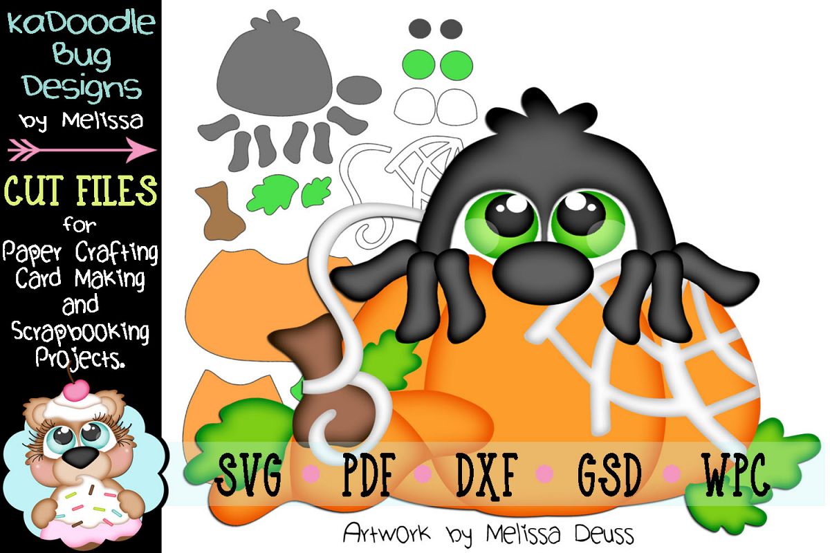 Fall Pumpkin Peeker Spider Cut File - SVG PDF DXF GSD WPC example image 1