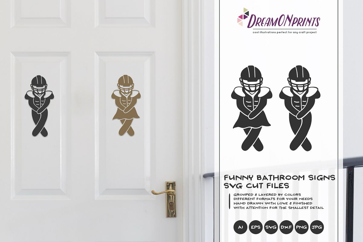 Funny Bathroom Sign SVG | American Football Signs example image 1