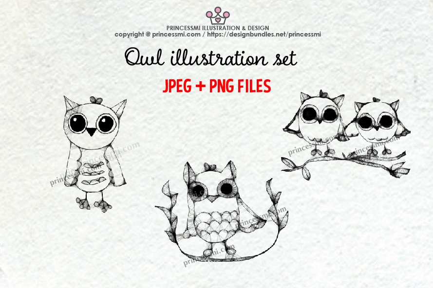 OWL illustration clipart set example image 1