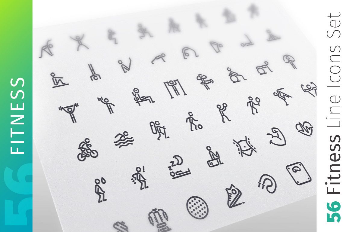 Fitness Line Icons Set example image 1