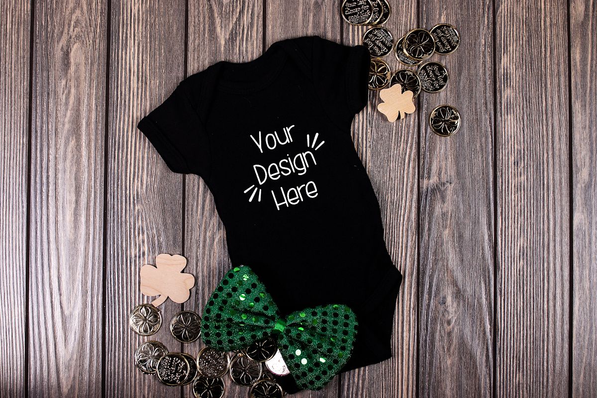 March Baby Suit Mockup 7| St Patricks Day Baby shirt Mockup example image 1