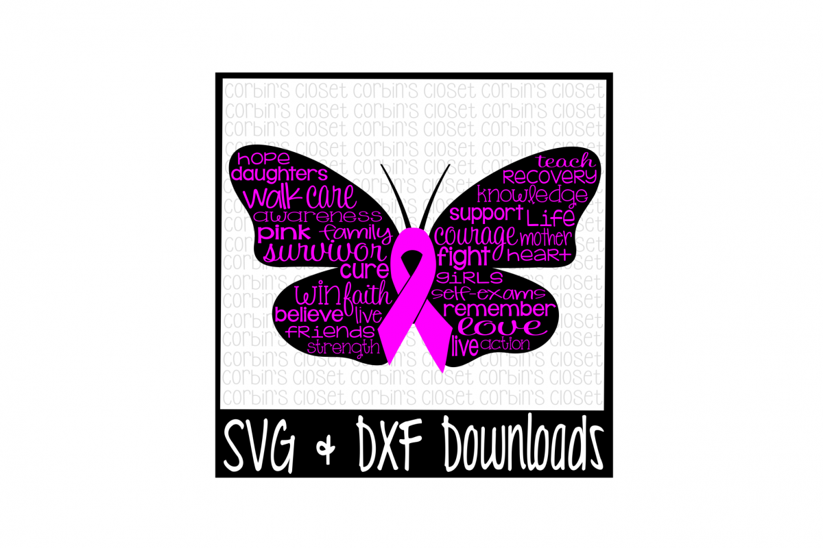 Cancer Awareness SVG * Breast Cancer Butterfly Cut File example image 1