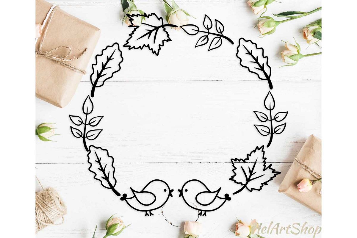 Fall leaves frame svg, fall wreath svg, autumn leaves svg example image 1
