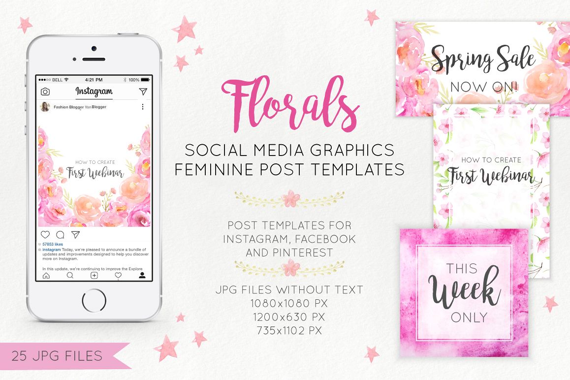 Florals Social Media Graphics example image 1