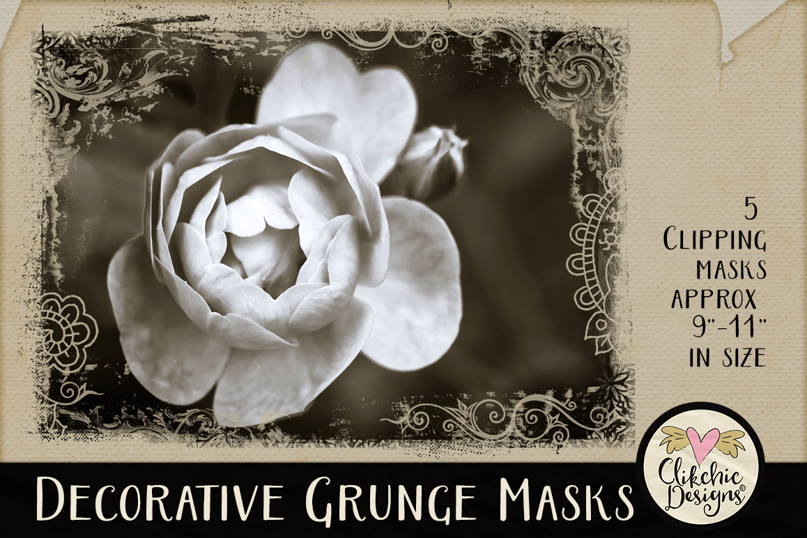 Decorative Grunge Photoshop Clipping Masks & Tutorial example image 1
