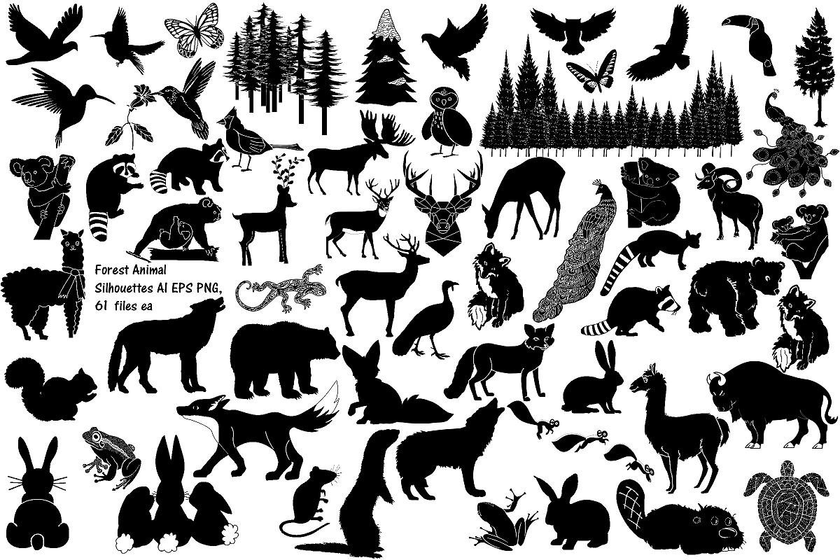 Forest Animal Silhouettes AI EPS PNG