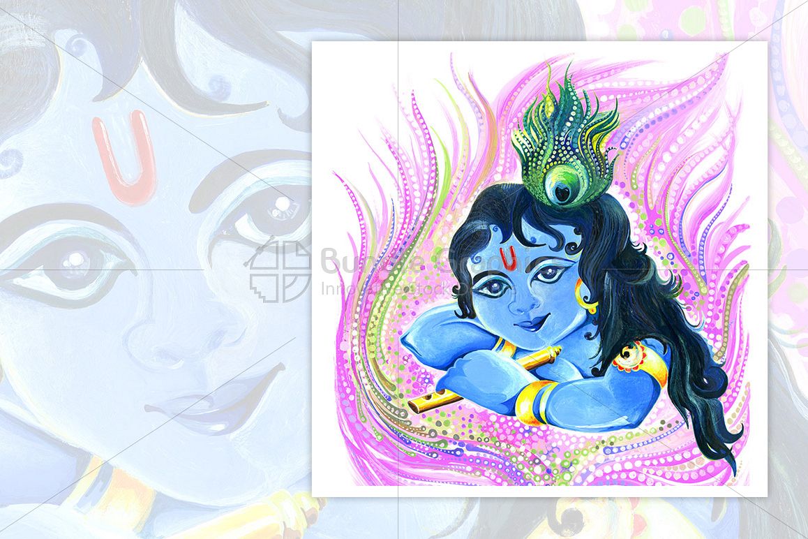 Bal Krishna - Handmade Painting example image 1