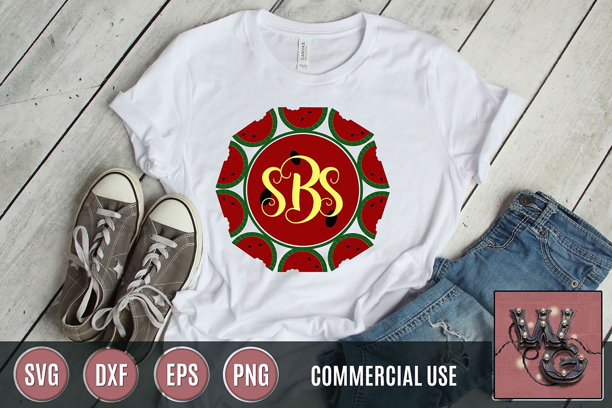 Watermelon Monogram SVG DXF PNG EPS Comm example image 1