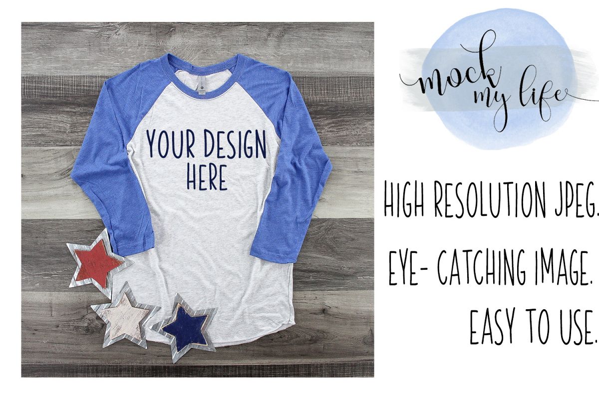 MockUp Next Level Raglan / Baseball Tee Mock up example image 1