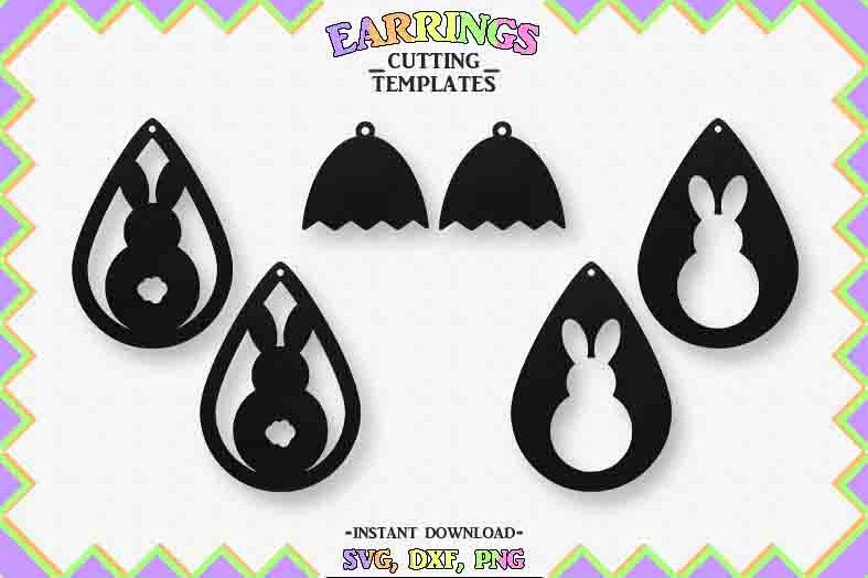 Easter Earrings, Silhouette, Cricut, Cut File, SVG DXF PNG example image 1