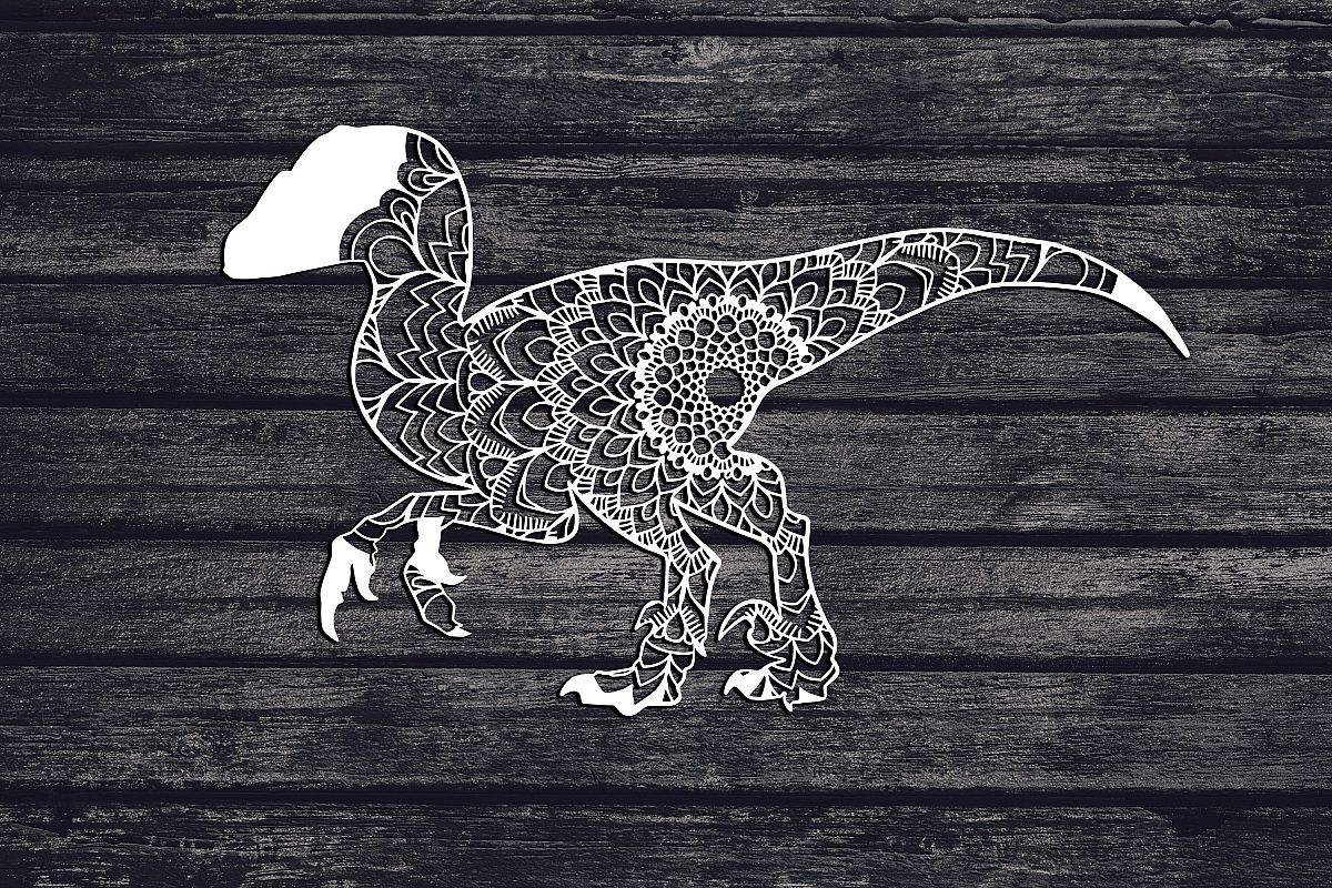 Mandala Raptor Svg, Dinosaur Svg, Velociraptor Svg, Boho example image 1