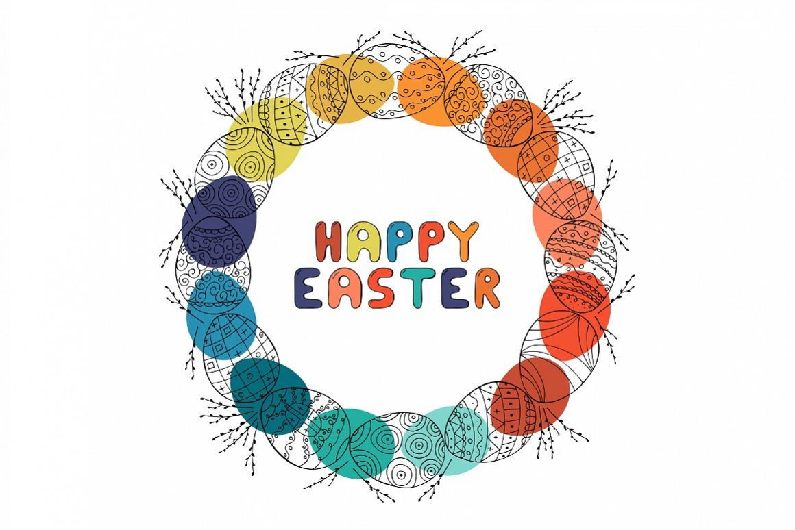 Easter hand drawn frame. Card. example image 1