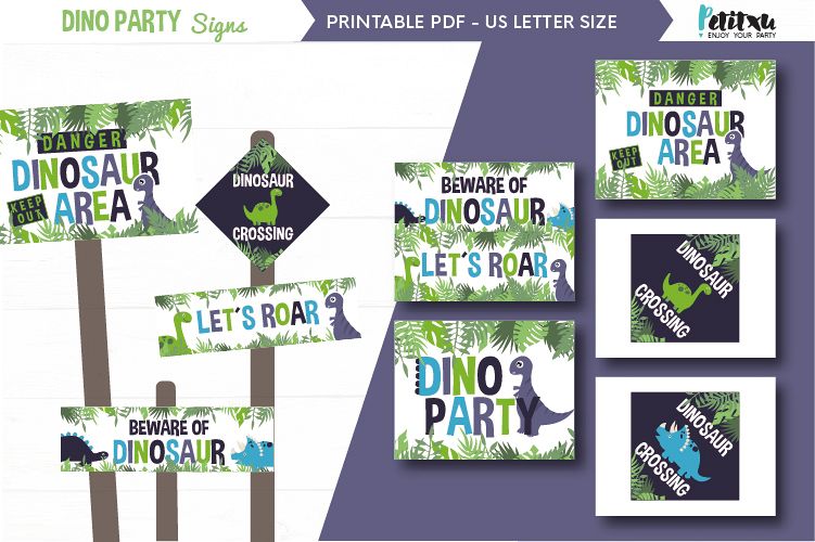 Printable Dinosaur Signs, Dinosaur party, Welcome Signs example image 1