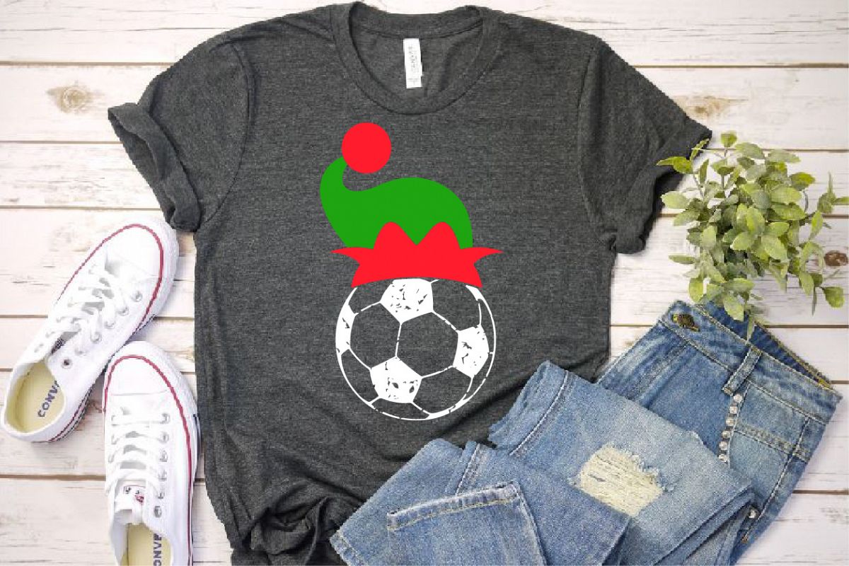 Soccer Christmas Hat svg Elf sweater tackle santa 1050s example image 1