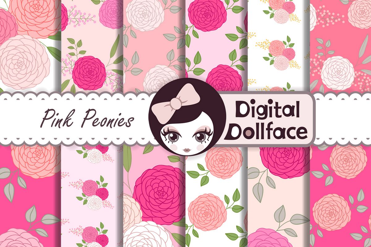 Pink Peonies Patterns example image 1