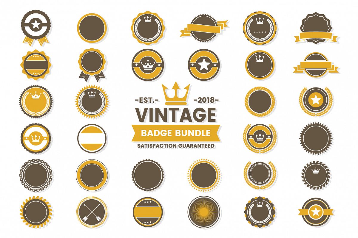 Vintage Badge & Objects Vector Set example image 1
