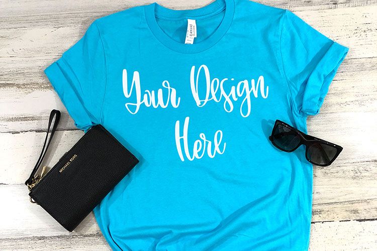 Bella 3001 Turquoise Mockup Photo - Flatlay Photo example image 1