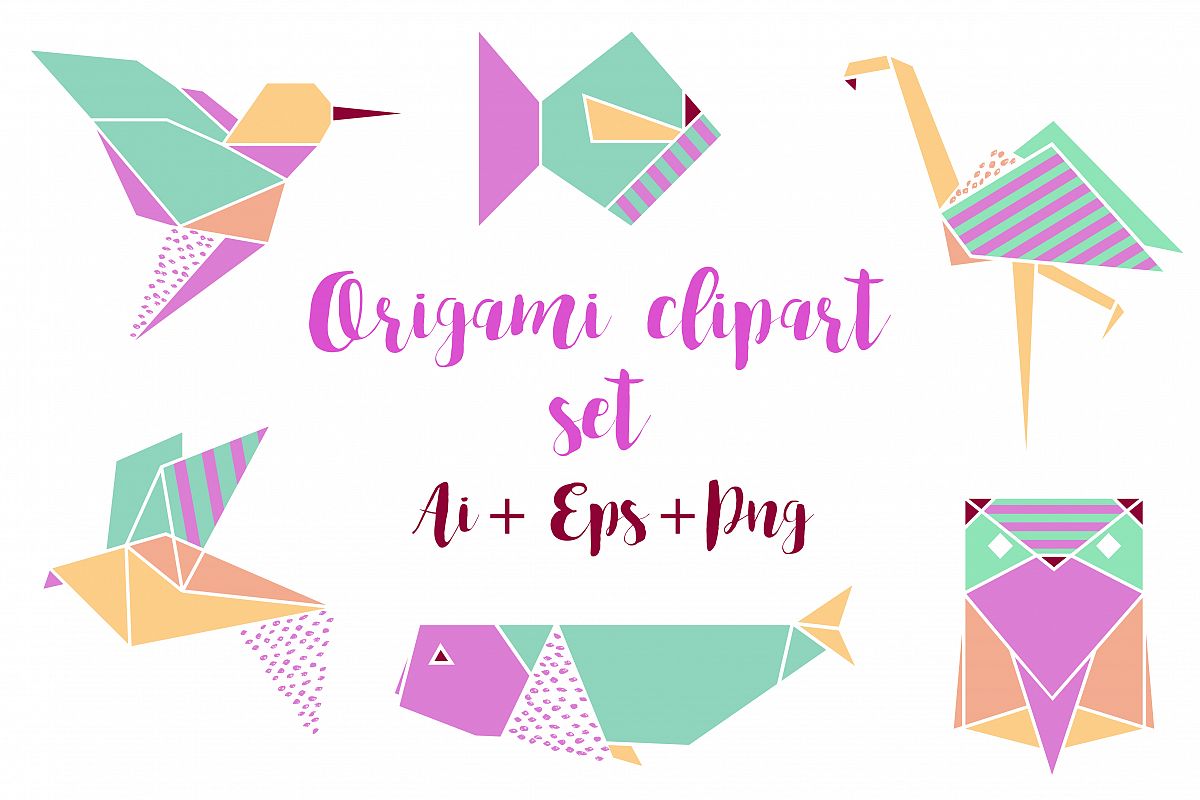 Origami Clipart Set - Png+Ai+Eps example image 1
