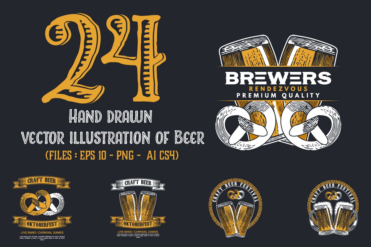 24 Hand drawn vector illustration of Beer example image 1