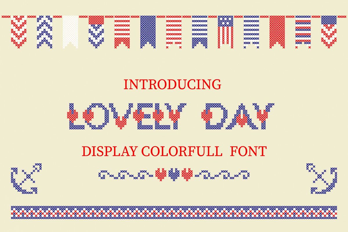 LOVELY-DAY-COLOR-CROSSSTICH OTF-SVG multicolor font example image 1