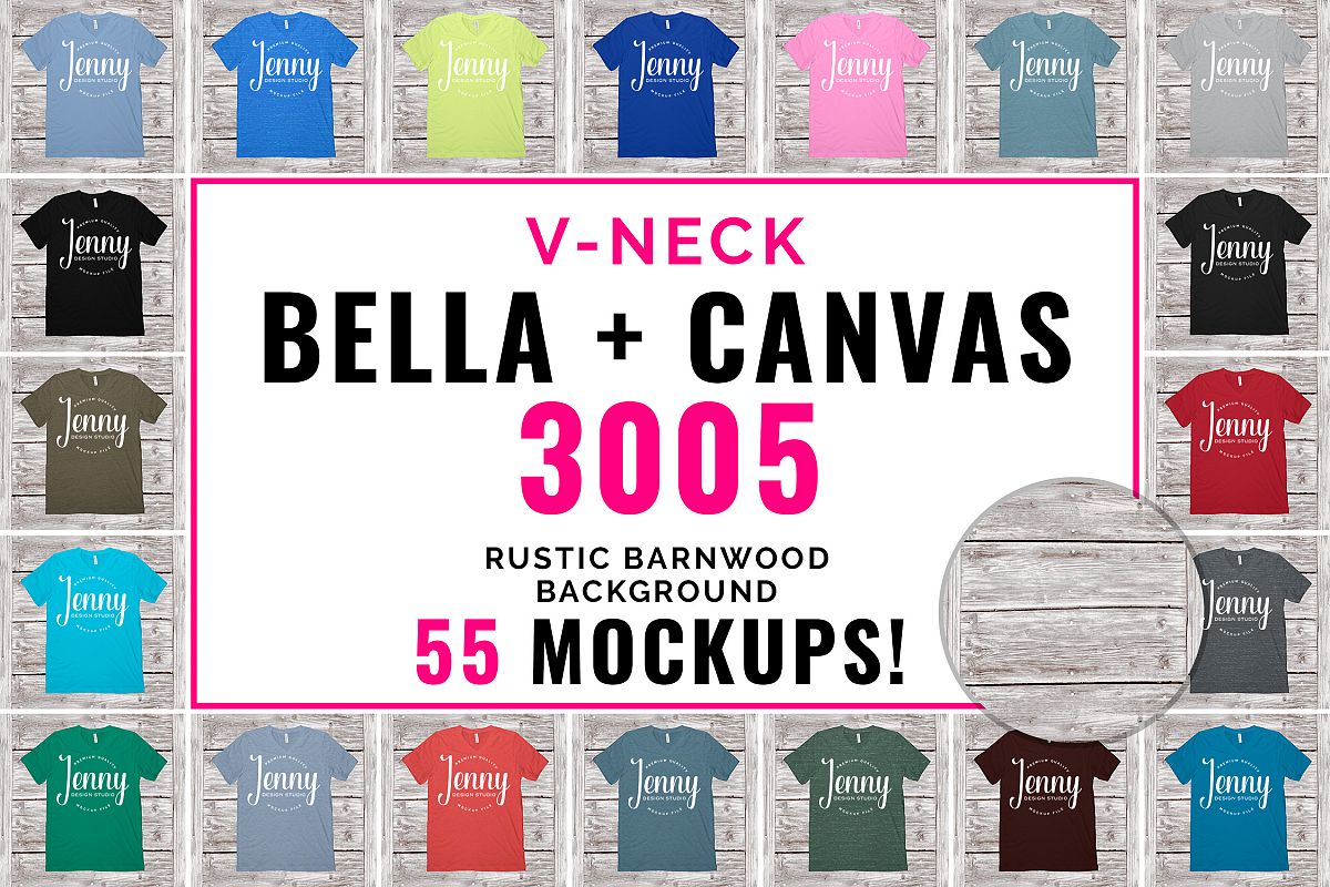 Bella Canvas 3005 Mockup Bundle, V-Neck Tshirt Bundle example image 1