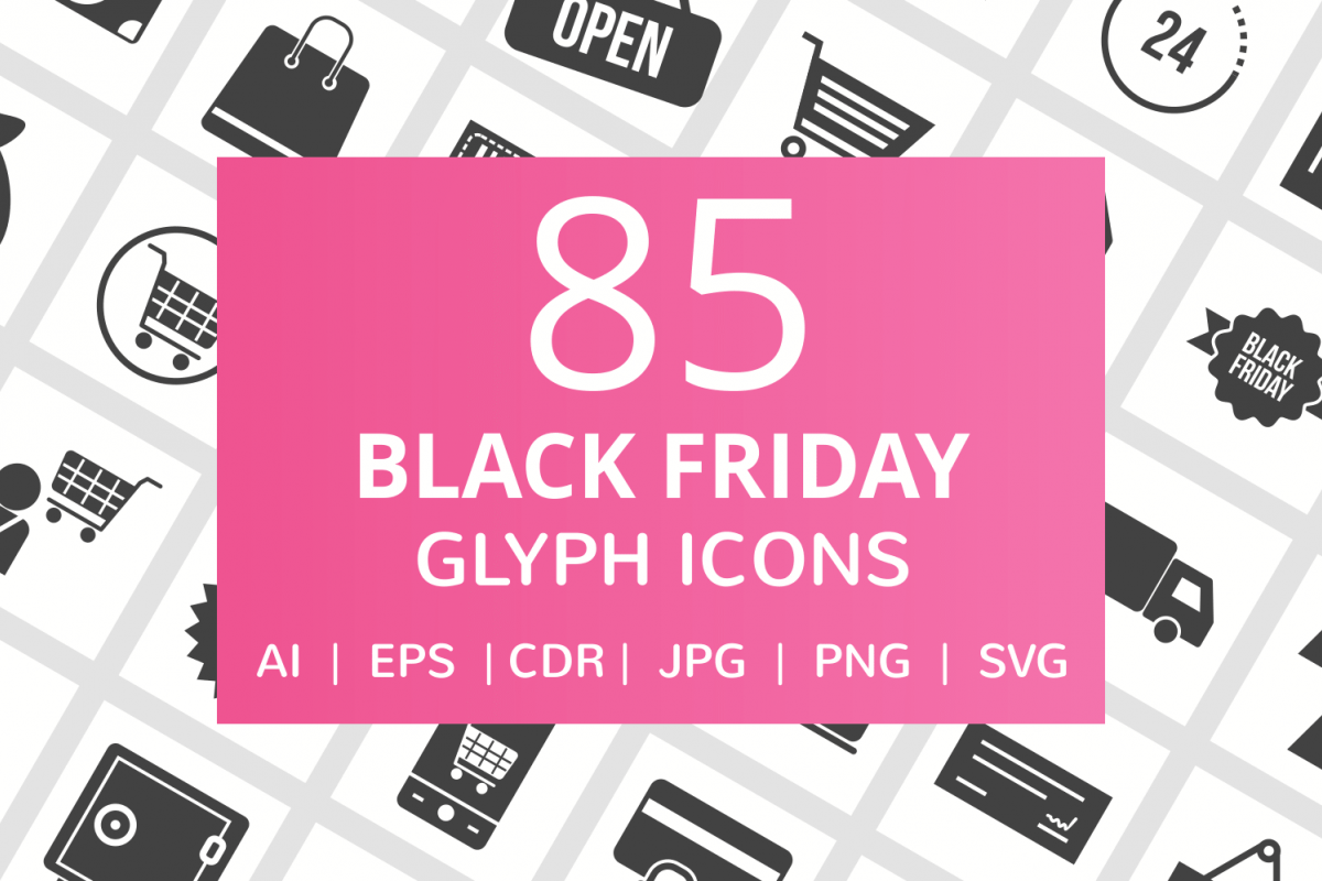 85 Black Friday Glyph Icons example image 1