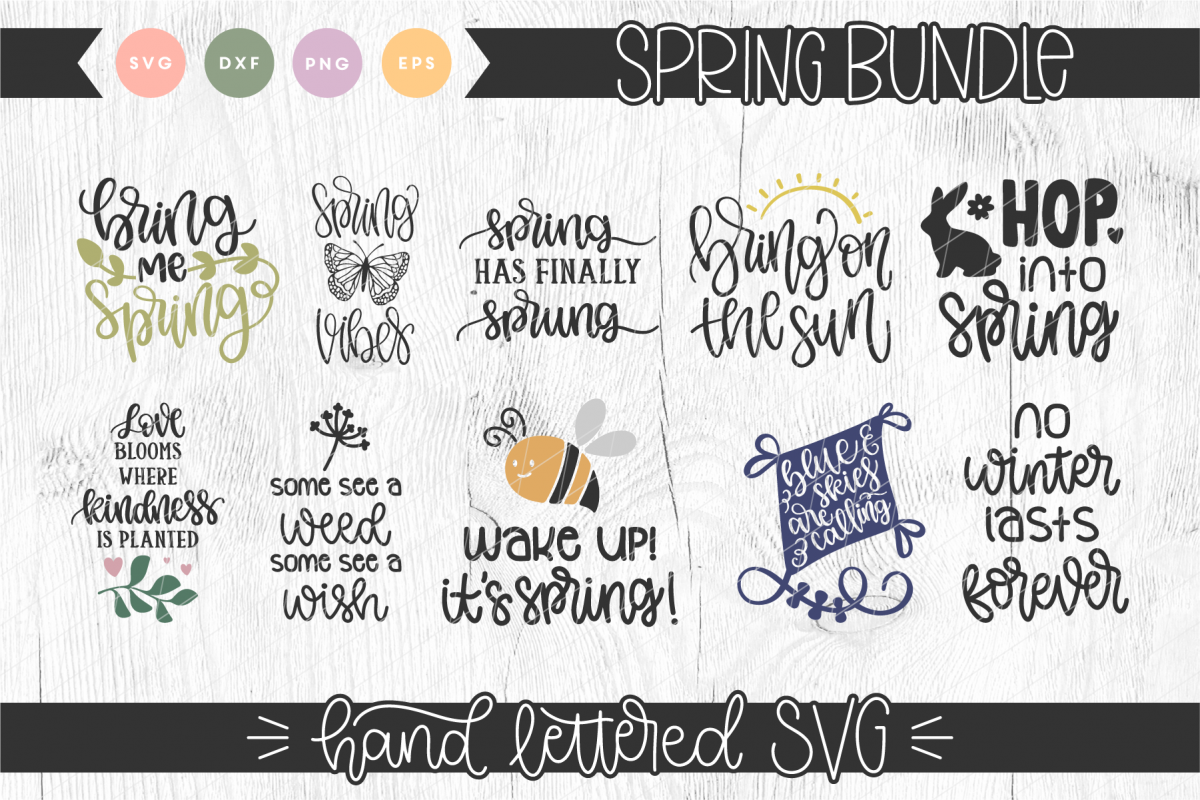 Spring Hand Lettered SVG Bundle example image 1